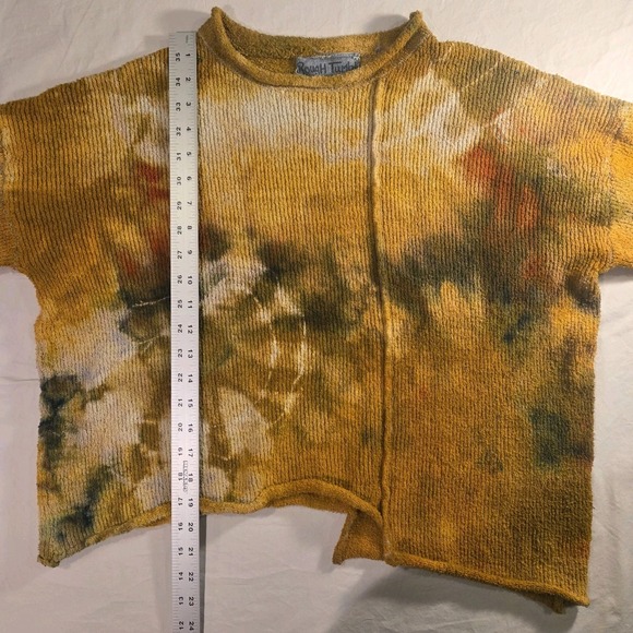 Rough And Tumble Women's Tie Dye Asymmetrical Cropped Sweater Boho Relaxed Fit - Picture 9 of 11
